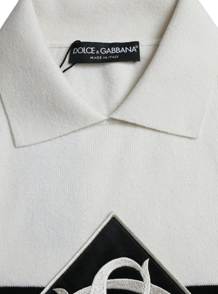 Dolce & Gabbana White DG Logo Henley T-shirt - Ellie Belle