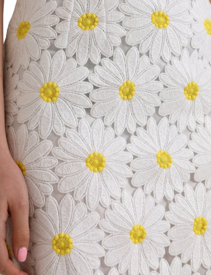 Dolce & Gabbana White Floral Lace Midi Skirt - Ellie Belle