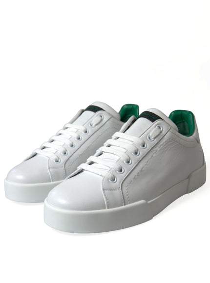 Dolce & Gabbana White Green Leather Portofino Sneakers Shoes - Ellie Belle