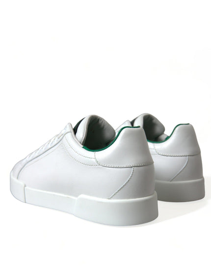 Dolce & Gabbana White Green Leather Portofino Sneakers Shoes - Ellie Belle