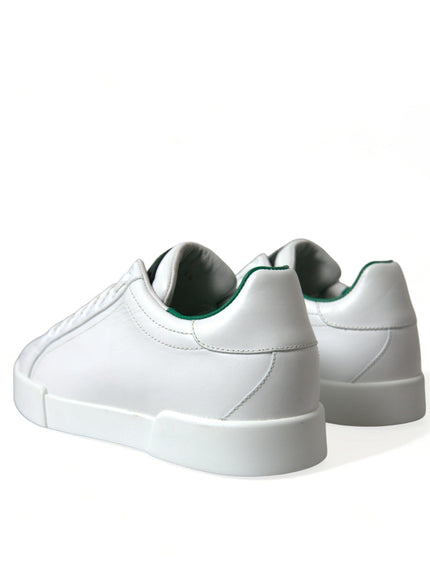 Dolce & Gabbana White Green Leather Portofino Sneakers Shoes - Ellie Belle