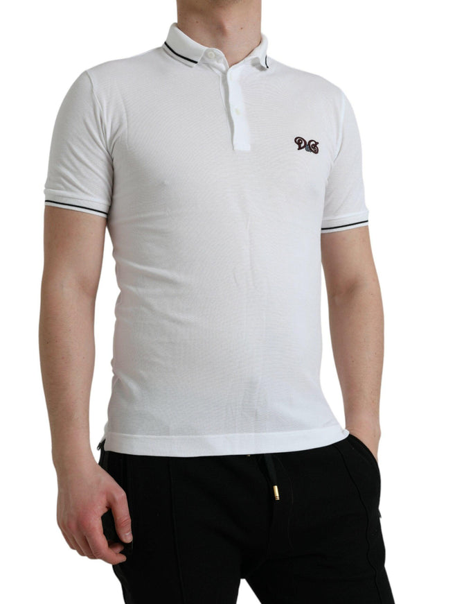 Dolce & Gabbana White Logo Collared Short Sleeves Polo T-shirt - Ellie Belle