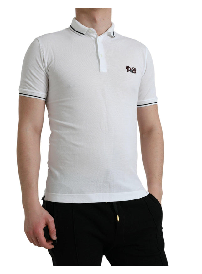 Dolce & Gabbana White Logo Collared Short Sleeves Polo T-shirt - Ellie Belle
