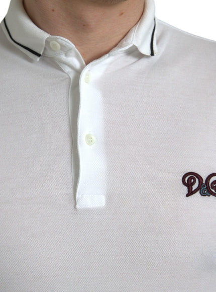 Dolce & Gabbana White Logo Collared Short Sleeves Polo T-shirt - Ellie Belle