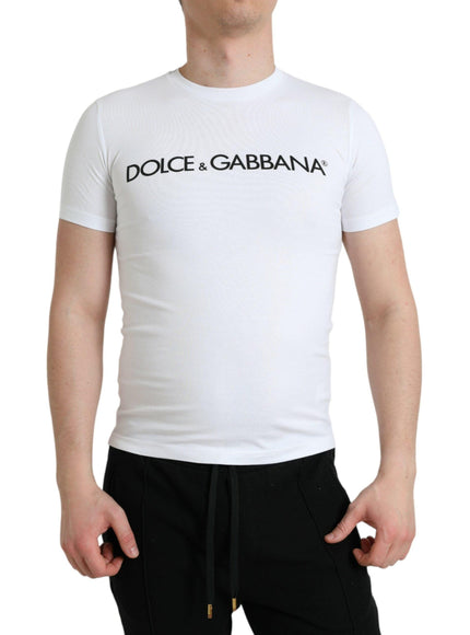 Dolce & Gabbana White Logo Cotton T-Shirt - Ellie Belle