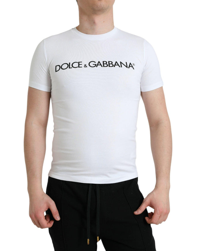 Dolce & Gabbana White Logo Cotton T-Shirt - Ellie Belle