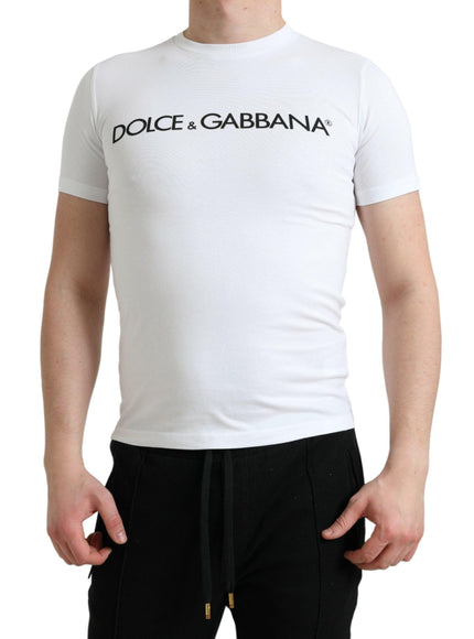 Dolce & Gabbana White Logo Cotton T-Shirt - Ellie Belle