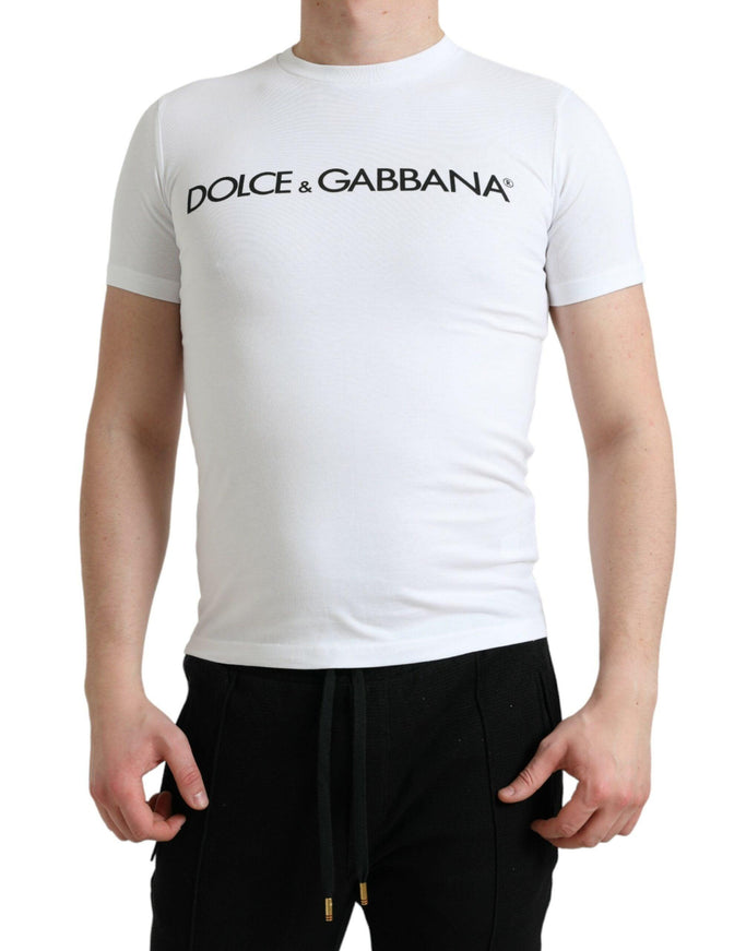 Dolce & Gabbana White Logo Cotton T-Shirt - Ellie Belle