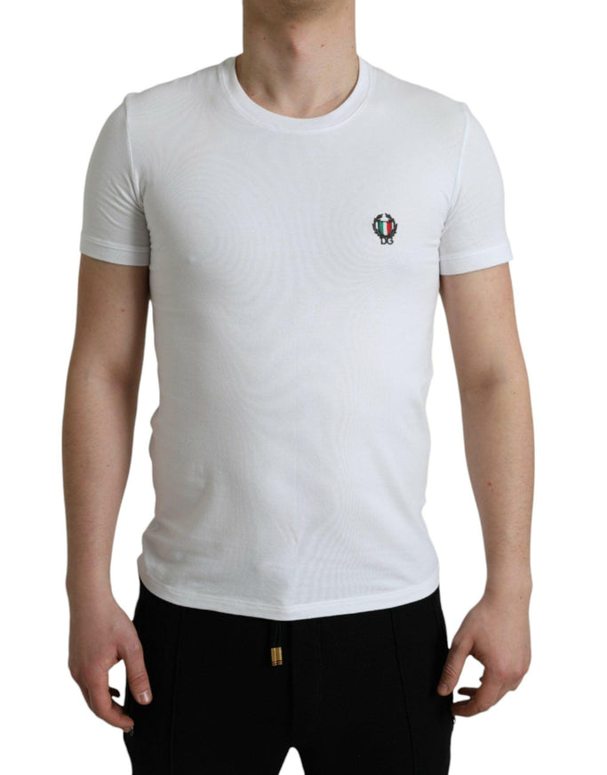 Dolce & Gabbana White Logo Crest Crew Neck Underwear T-shirt - Ellie Belle