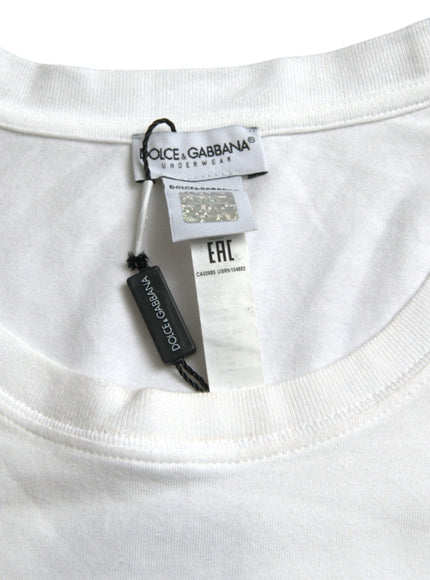 Dolce & Gabbana White Logo Crest Crew Neck Underwear T-shirt - Ellie Belle