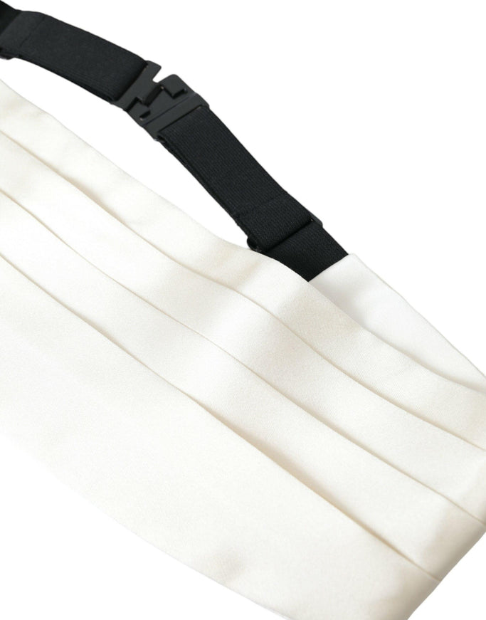 Dolce & Gabbana White Men Silk Belt Cummerbund - Ellie Belle