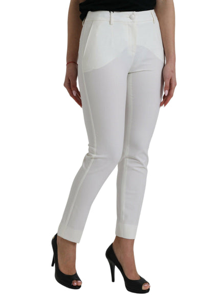 Dolce & Gabbana White Mid-Waist Tapered Pants - Ellie Belle