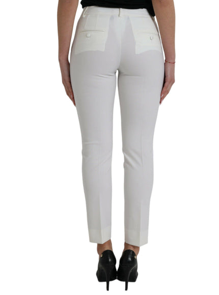 Dolce & Gabbana White Mid-Waist Tapered Pants - Ellie Belle