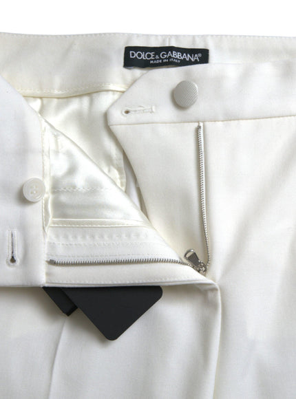 Dolce & Gabbana White Mid-Waist Tapered Pants - Ellie Belle