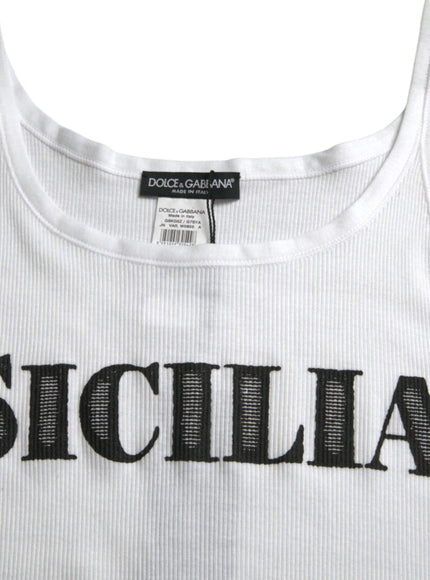 Dolce & Gabbana White Sicilia Cotton Sleeveless Tank T-shirt - Ellie Belle