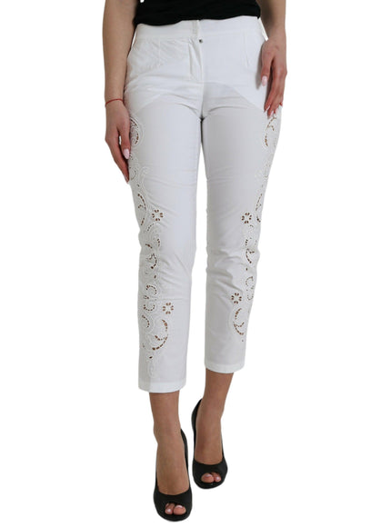 Dolce & Gabbana White Tapered Cut-Out Pants - Ellie Belle