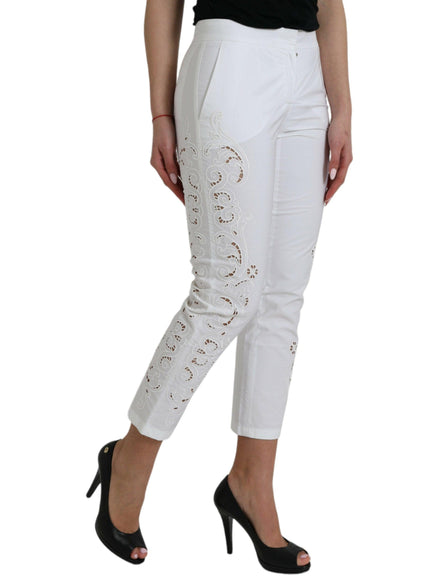 Dolce & Gabbana White Tapered Cut-Out Pants - Ellie Belle
