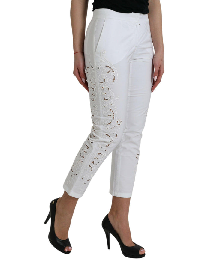 Dolce & Gabbana White Tapered Cut-Out Pants - Ellie Belle