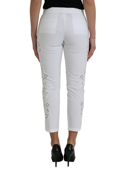 Dolce & Gabbana White Tapered Cut-Out Pants - Ellie Belle