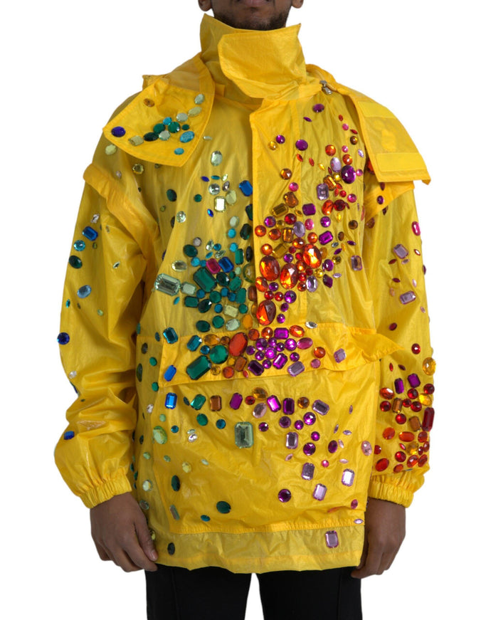 Dolce & Gabbana Yellow Crystal Embellished Hooded Jacket - Ellie Belle