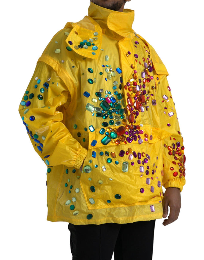 Dolce & Gabbana Yellow Crystal Embellished Hooded Jacket - Ellie Belle