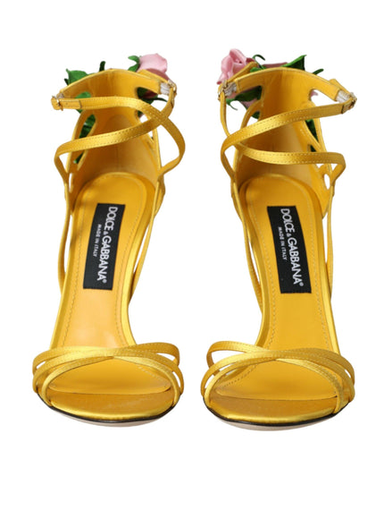 Dolce & Gabbana Yellow Floral Applique Sandals - Ellie Belle