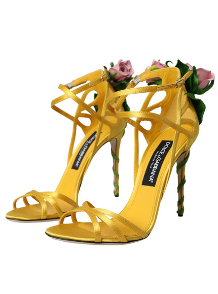 Dolce & Gabbana Yellow Floral Applique Sandals - Ellie Belle