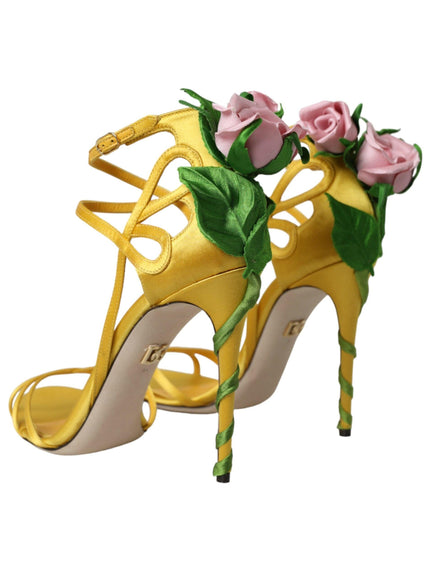 Dolce & Gabbana Yellow Floral Applique Sandals - Ellie Belle