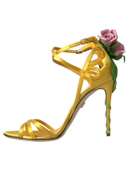 Dolce & Gabbana Yellow Floral Applique Sandals - Ellie Belle