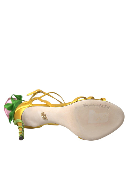 Dolce & Gabbana Yellow Floral Applique Sandals - Ellie Belle