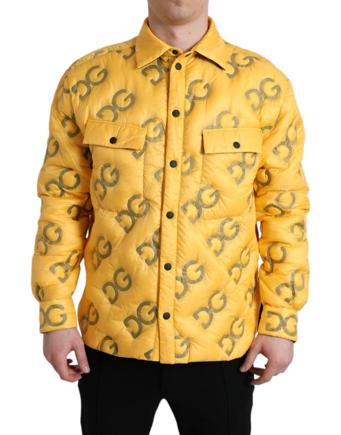 Dolce & Gabbana Yellow Logo Padded Buttoned Blouson Jacket - Ellie Belle