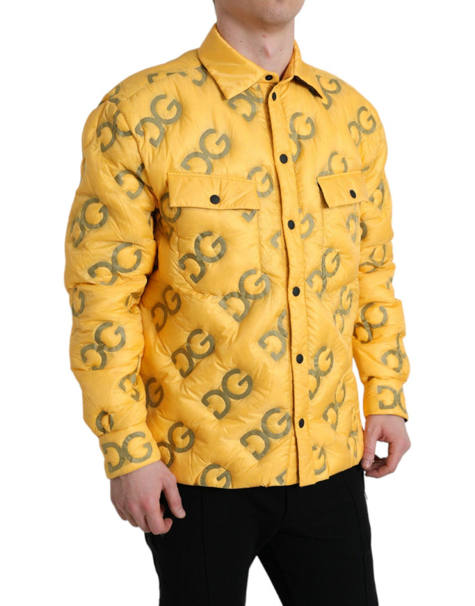 Dolce & Gabbana Yellow Logo Padded Buttoned Blouson Jacket - Ellie Belle