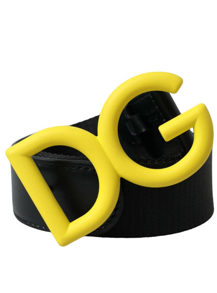 Dolce & Gabbana Yellow Nylon Logo Print Metal Buckle Belt - Ellie Belle