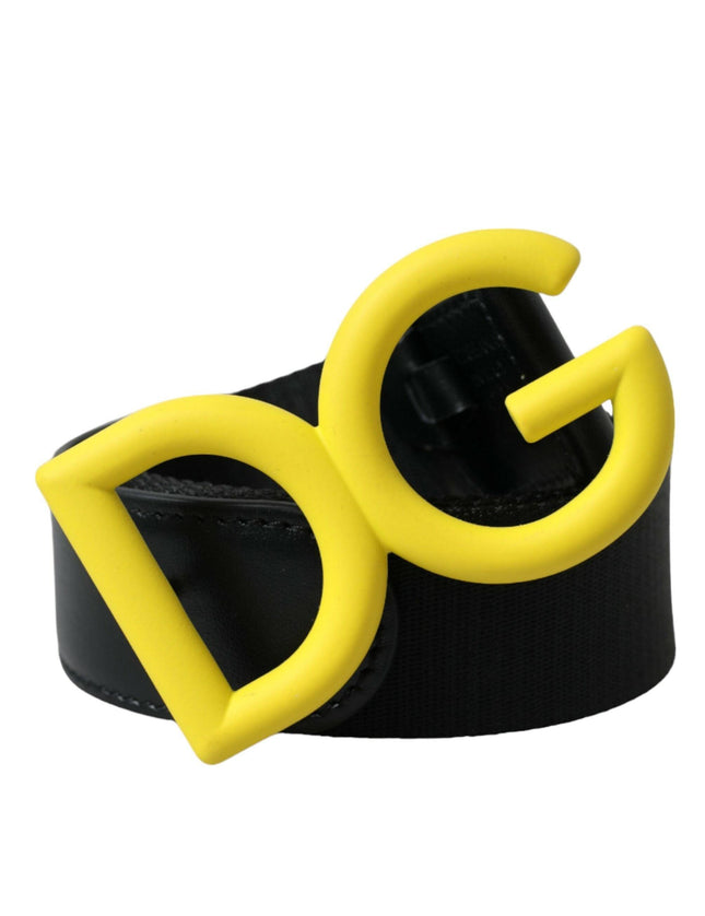 Dolce & Gabbana Yellow Nylon Logo Print Metal Buckle Belt - Ellie Belle