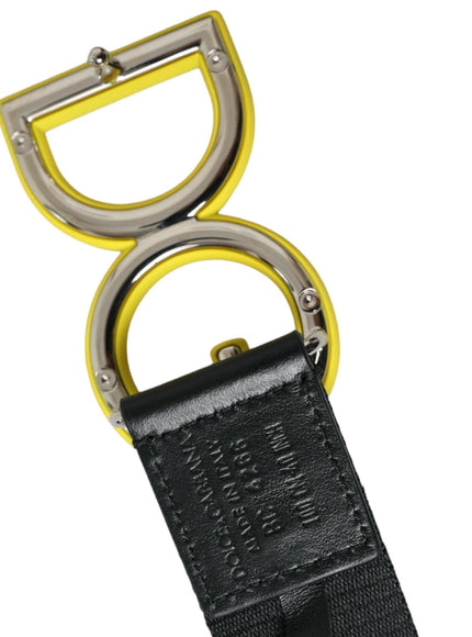 Dolce & Gabbana Yellow Nylon Logo Print Metal Buckle Belt - Ellie Belle