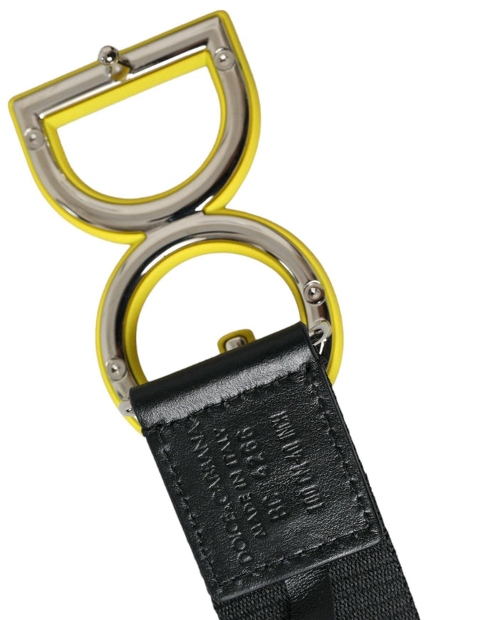 Dolce & Gabbana Yellow Nylon Logo Print Metal Buckle Belt - Ellie Belle