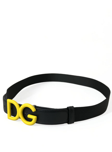 Dolce & Gabbana Yellow Nylon Logo Print Metal Buckle Belt - Ellie Belle