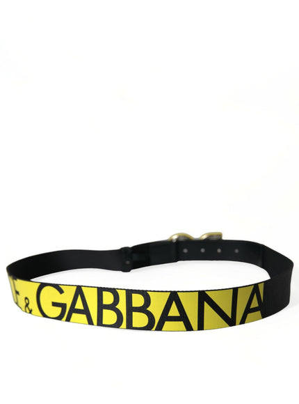 Dolce & Gabbana Yellow Nylon Logo Print Metal Buckle Belt - Ellie Belle