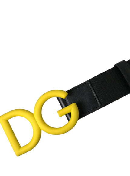 Dolce & Gabbana Yellow Nylon Logo Print Metal Buckle Belt - Ellie Belle