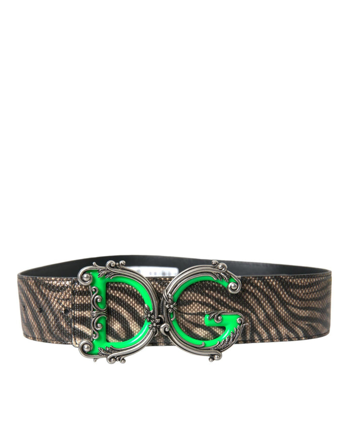 Dolce & Gabbana Zebra Print Logo Buckle Belt - Ellie Belle