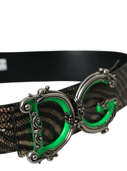 Dolce & Gabbana Zebra Print Logo Buckle Belt - Ellie Belle