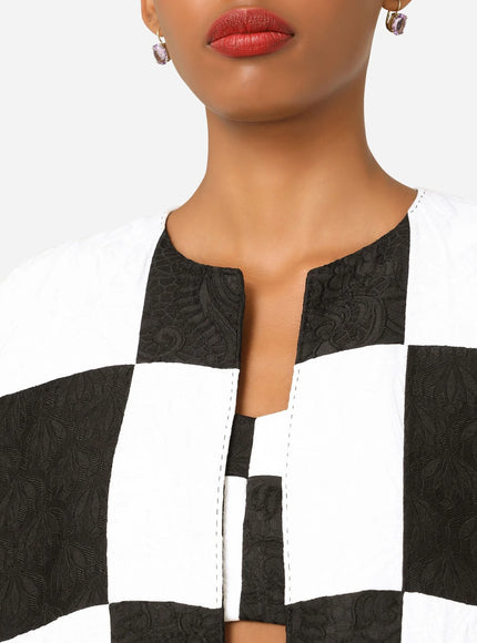 Dolce & Gabbana Damier Patchwork Jacquard Blazer In White