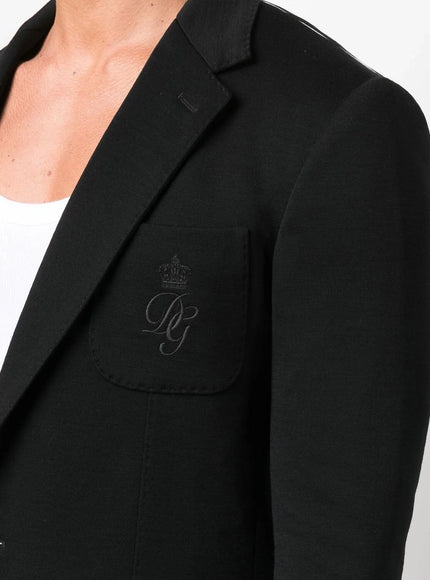 Dolce & Gabbana Men's Embroidered Logo Wool Blazer in Black