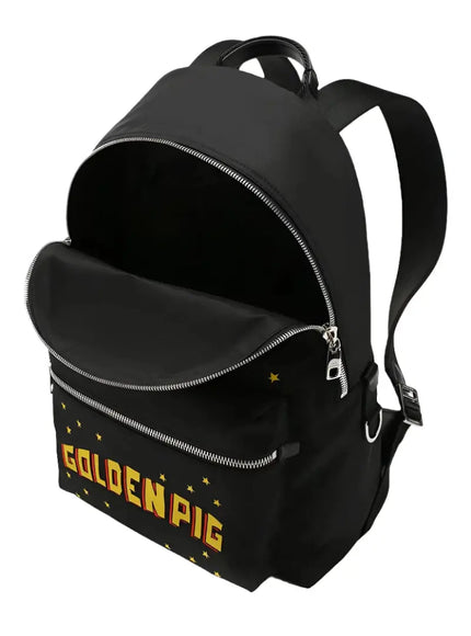 Dolce & Gabbana Black Golden Pig Print Backpack