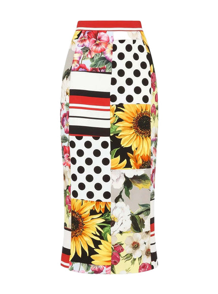 Dolce and Gabbana Patchwork High Waist Pencil Skirt