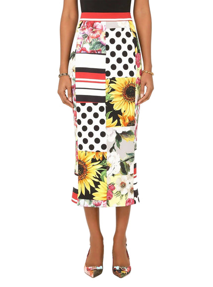 Dolce and Gabbana Patchwork High Waist Pencil Skirt