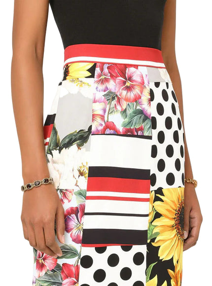 Dolce and Gabbana Patchwork High Waist Pencil Skirt