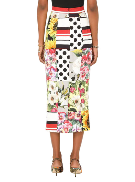 Dolce and Gabbana Patchwork High Waist Pencil Skirt