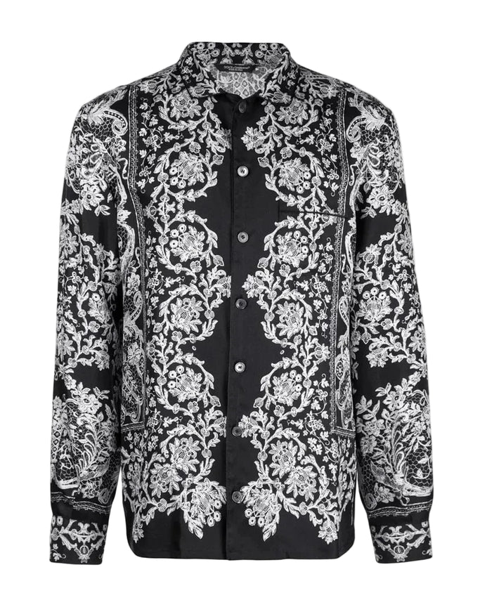 Dolce & Gabbana Baroque Floral Print Silk Shirt