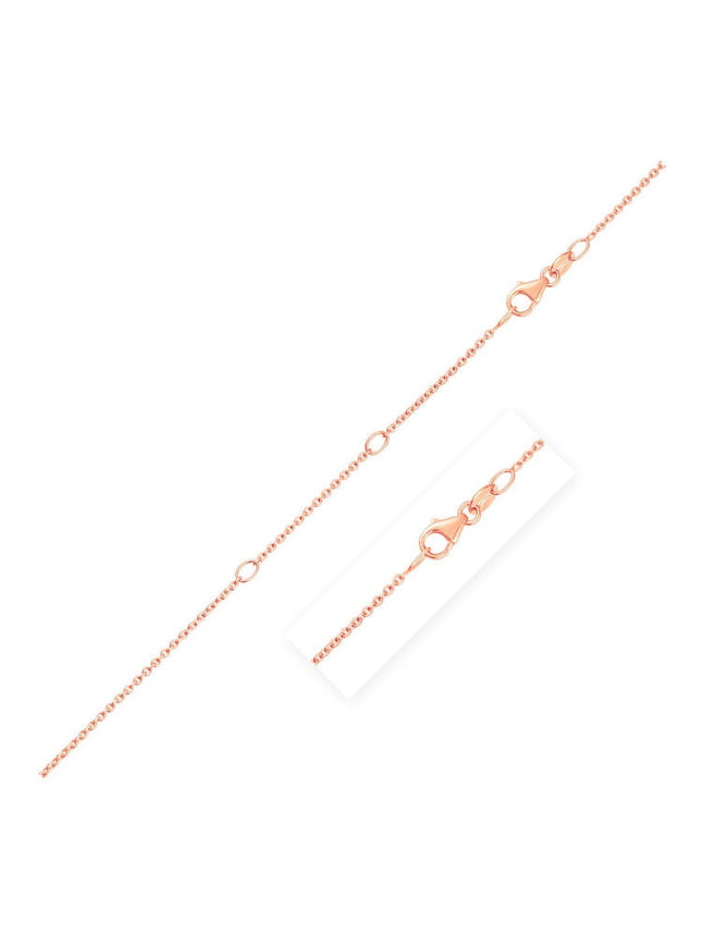 Double Extendable Diamond Cut Cable Chain in 14k Rose Gold (1.2mm) - Ellie Belle